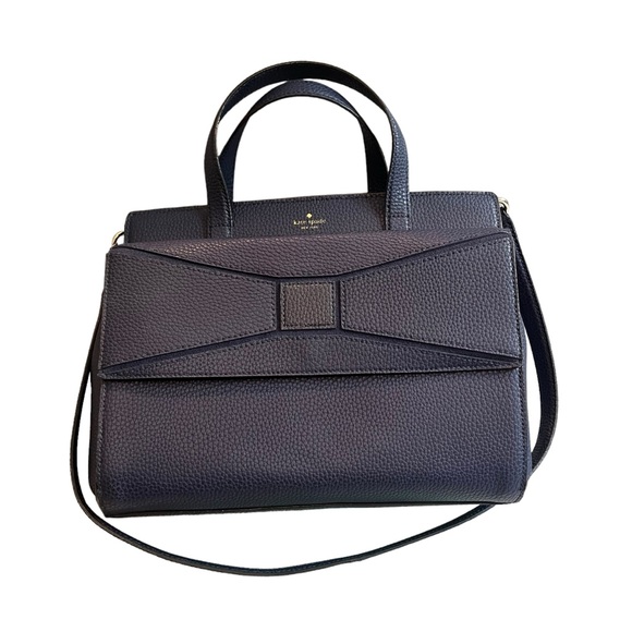 Kate Spade Chantal Bridge Blue Leather Bow Satchel Bag